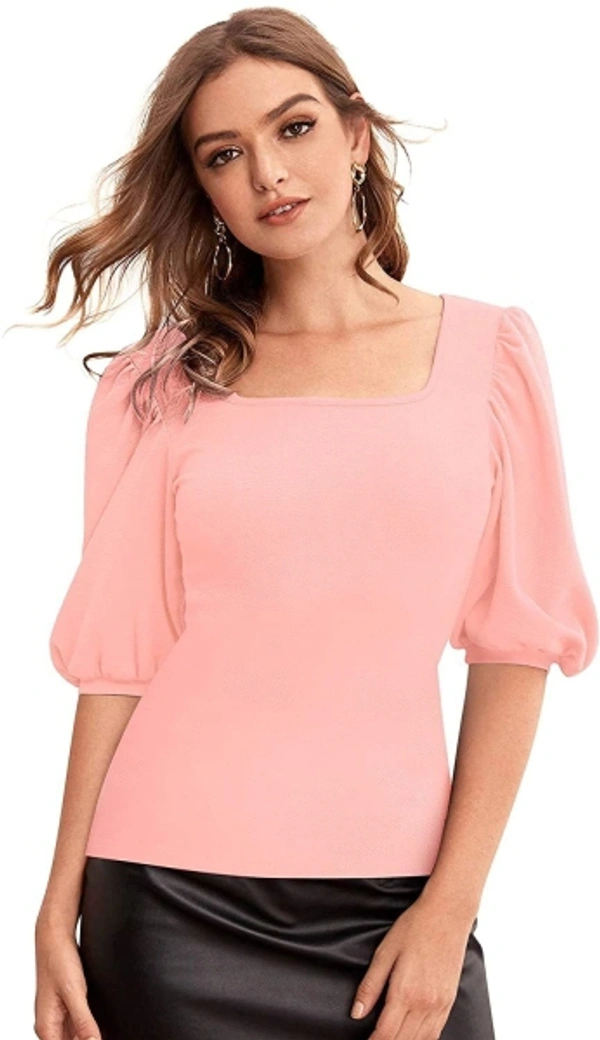 Casual Regular Sleeves Solid Girls, Women's Top - Pink, L