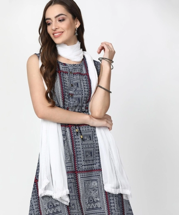 Women's Printed Kurtas - Blue, M
