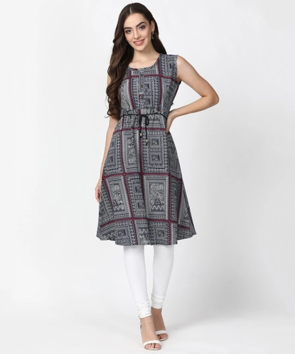 Women's Printed Kurtas - Blue, M