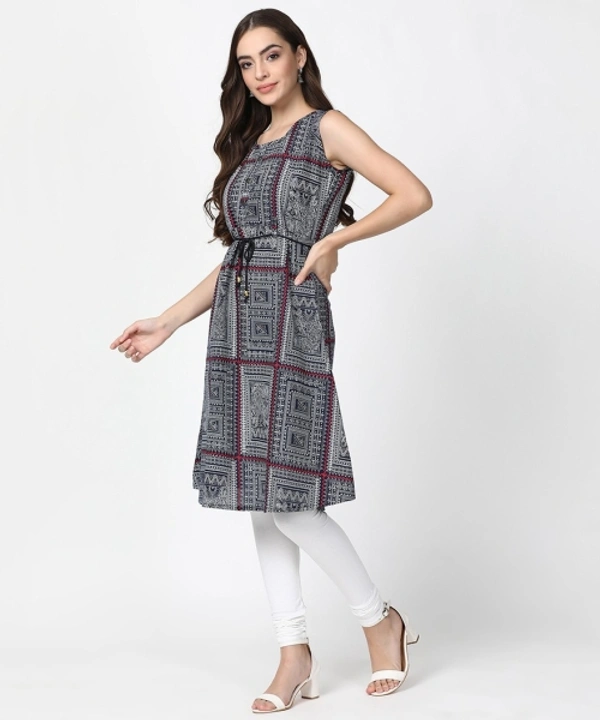 Women's Printed Kurtas - Blue, M