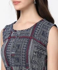 Women's Printed Kurtas - Blue, M