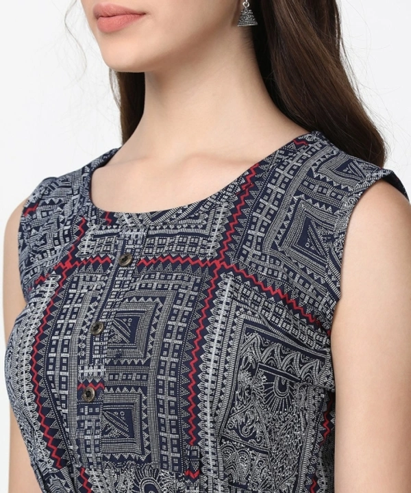 Women's Printed Kurtas - Blue, M