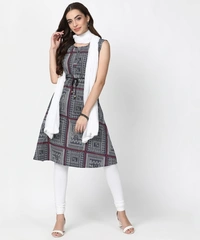 Women's Printed Kurtas - Blue, M