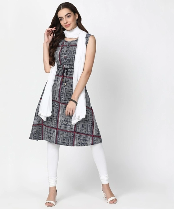 Women's Printed Kurtas - Blue, M