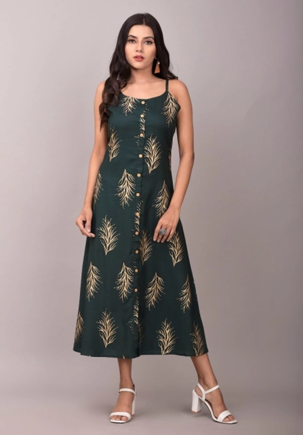 Women's Printed Straight Kurta - Green, S