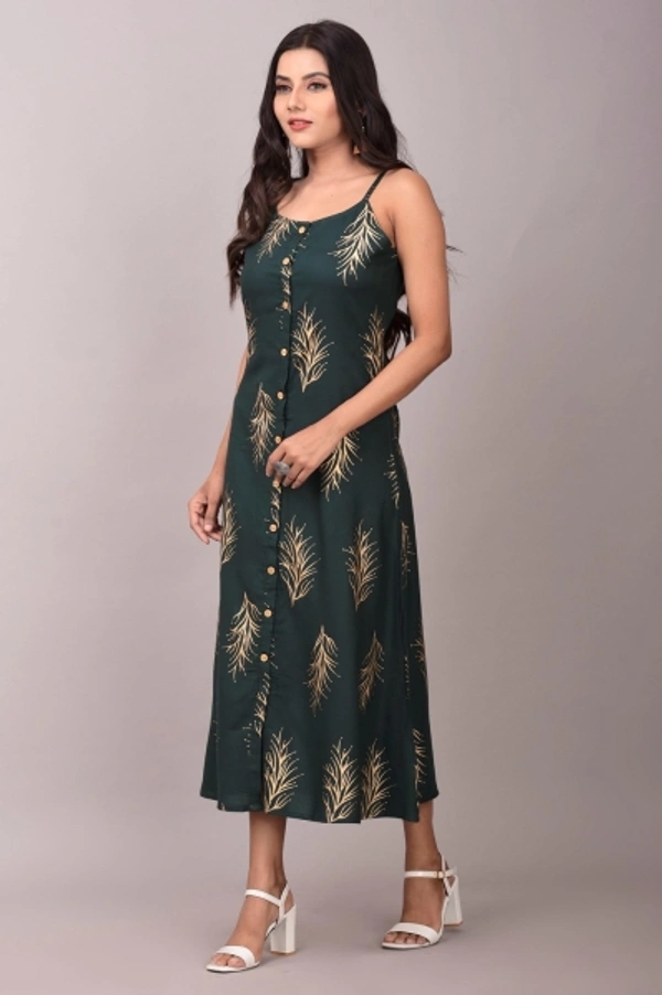 Women's Printed Straight Kurta - Green, S