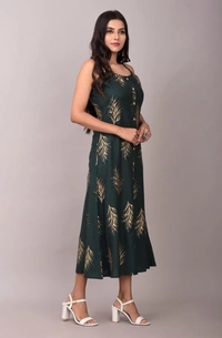 Women's Printed Straight Kurta - Green, L