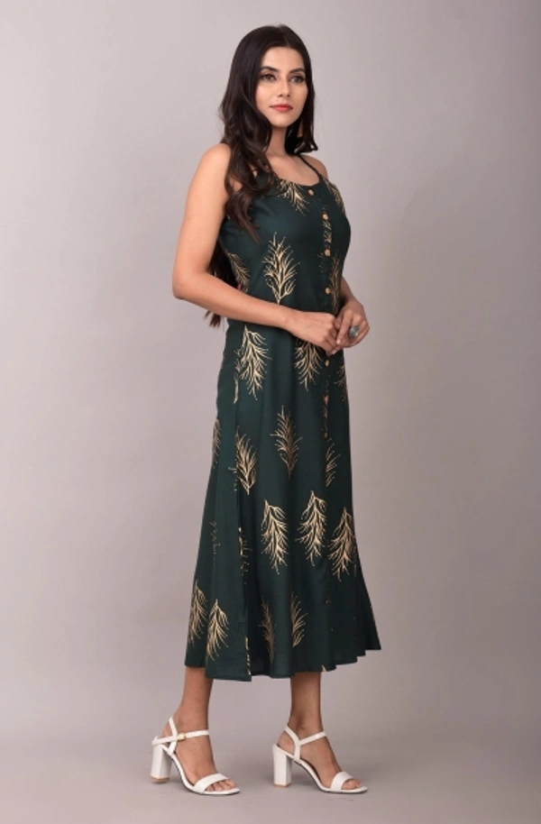 Women's Printed Straight Kurta - Green, L