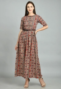 Women's Fit And Flare Multicolour Dress - Multicolour, Xl