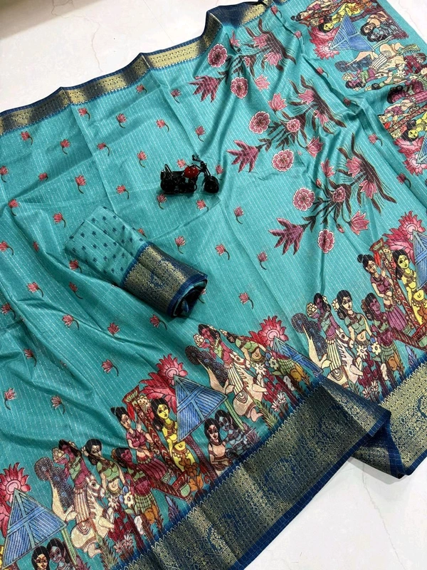 Rekko Silk Jacquard Boder Printe Saree With Blouse 