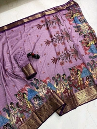 Rekko Silk Jacquard Boder Printe Saree With Blouse 