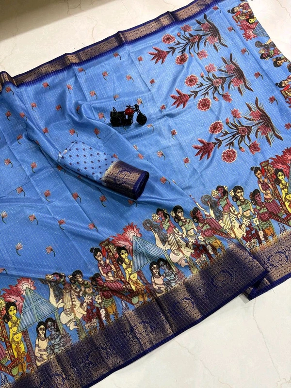 Rekko Silk Jacquard Boder Printe Saree With Blouse 