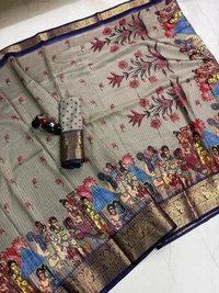Rekko Silk Jacquard Boder Printe Saree With Blouse 
