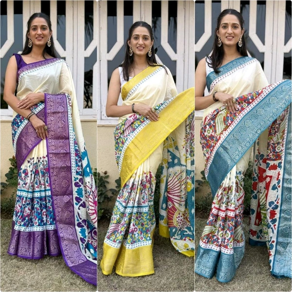 Dola Silk Jacquard Boder Printe Saree With Blouse 