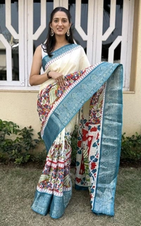 Dola Silk Jacquard Boder Printe Saree With Blouse 