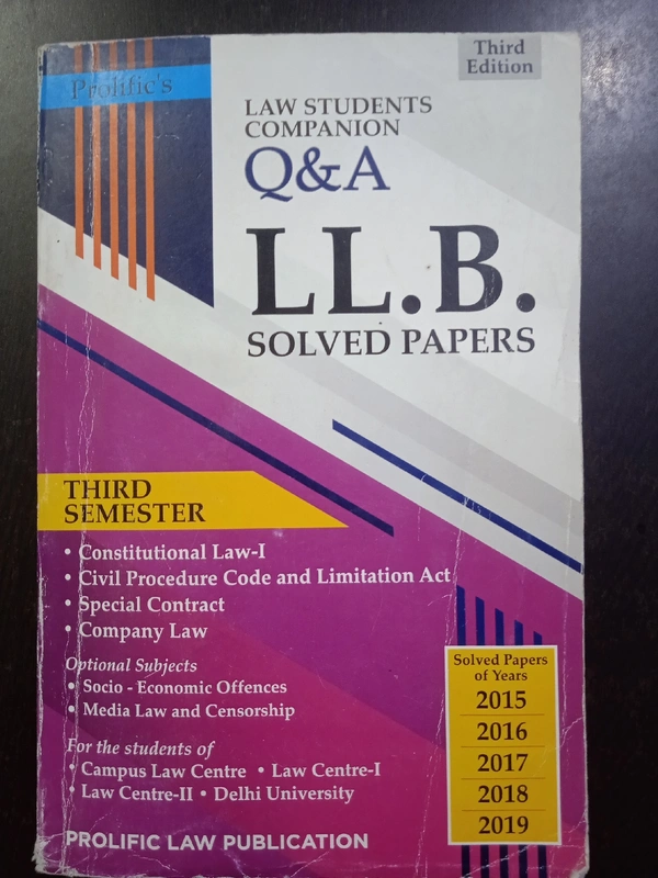 Law Students Capanion Q&A, LLB Solved Papers, 2019