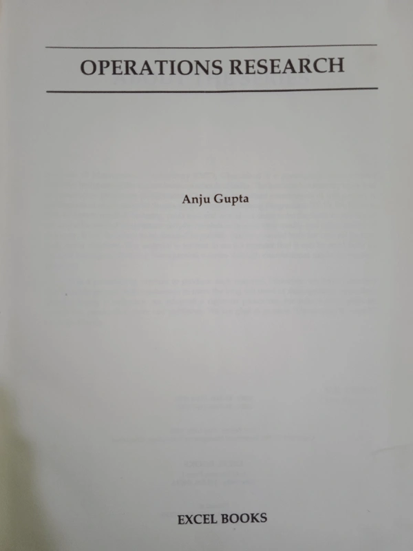 Operation Research, By Anju Gupta
