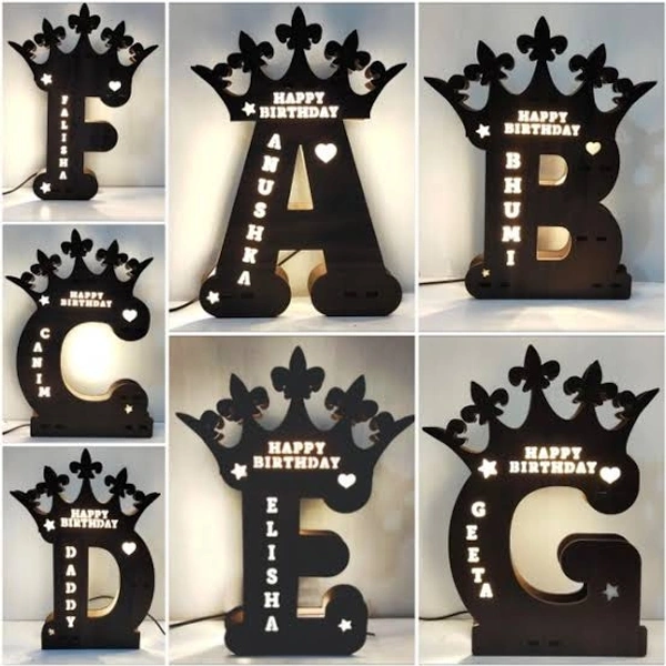 Premium 3D Alphabets Wooden LED Name  - 12 by 12 inches 