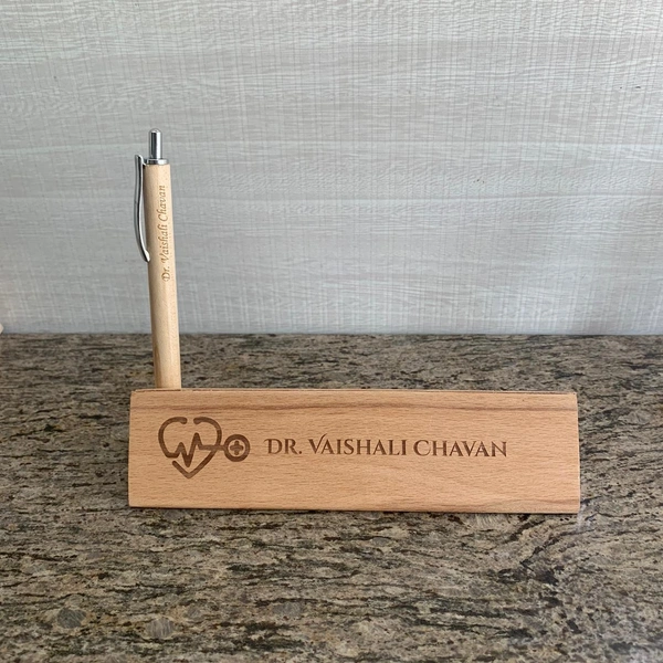  Wooden Triangle Box with pen