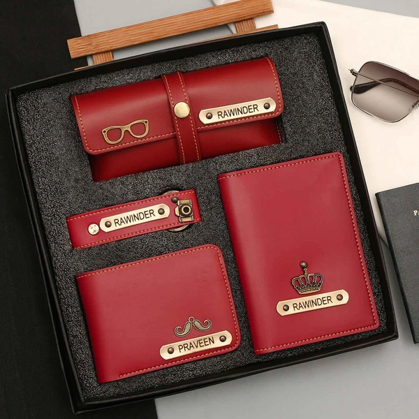 Leather Combo For men's - Bright Red