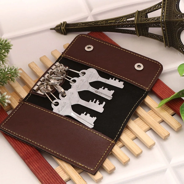 Personalized Key Case With Name & Charm - Brown - Tickle Me Pink