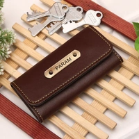 Personalized Key Case With Name & Charm - Brown - Tickle Me Pink