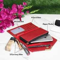 Personalized Ladies Clutch With Charm - Bright Red