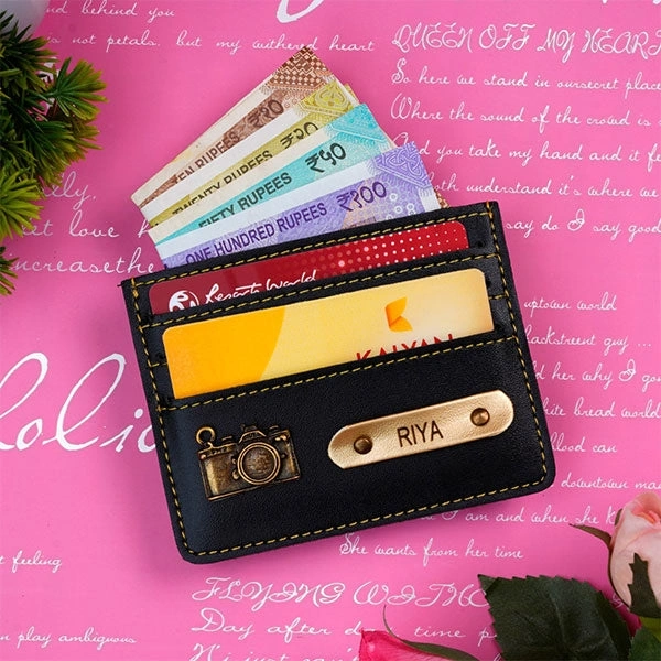 Personalized Minimalistic Card Holder - Black