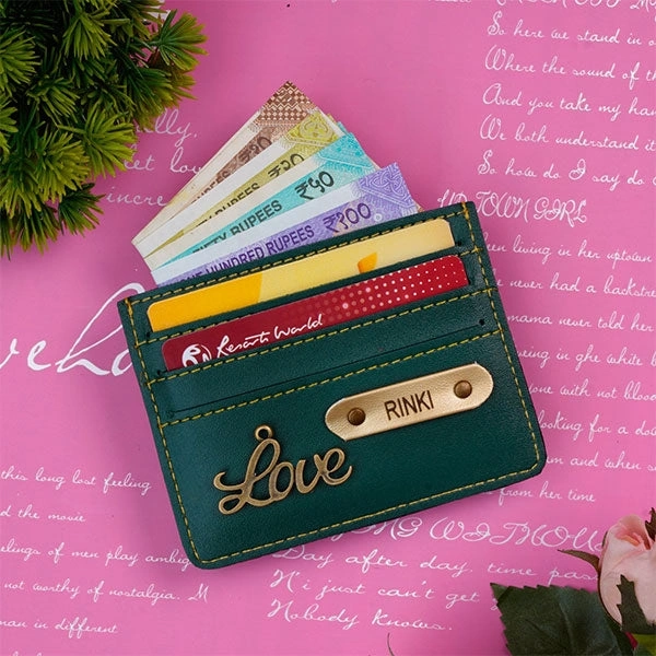 Personalized Minimalistic Card Holder - OLIVE