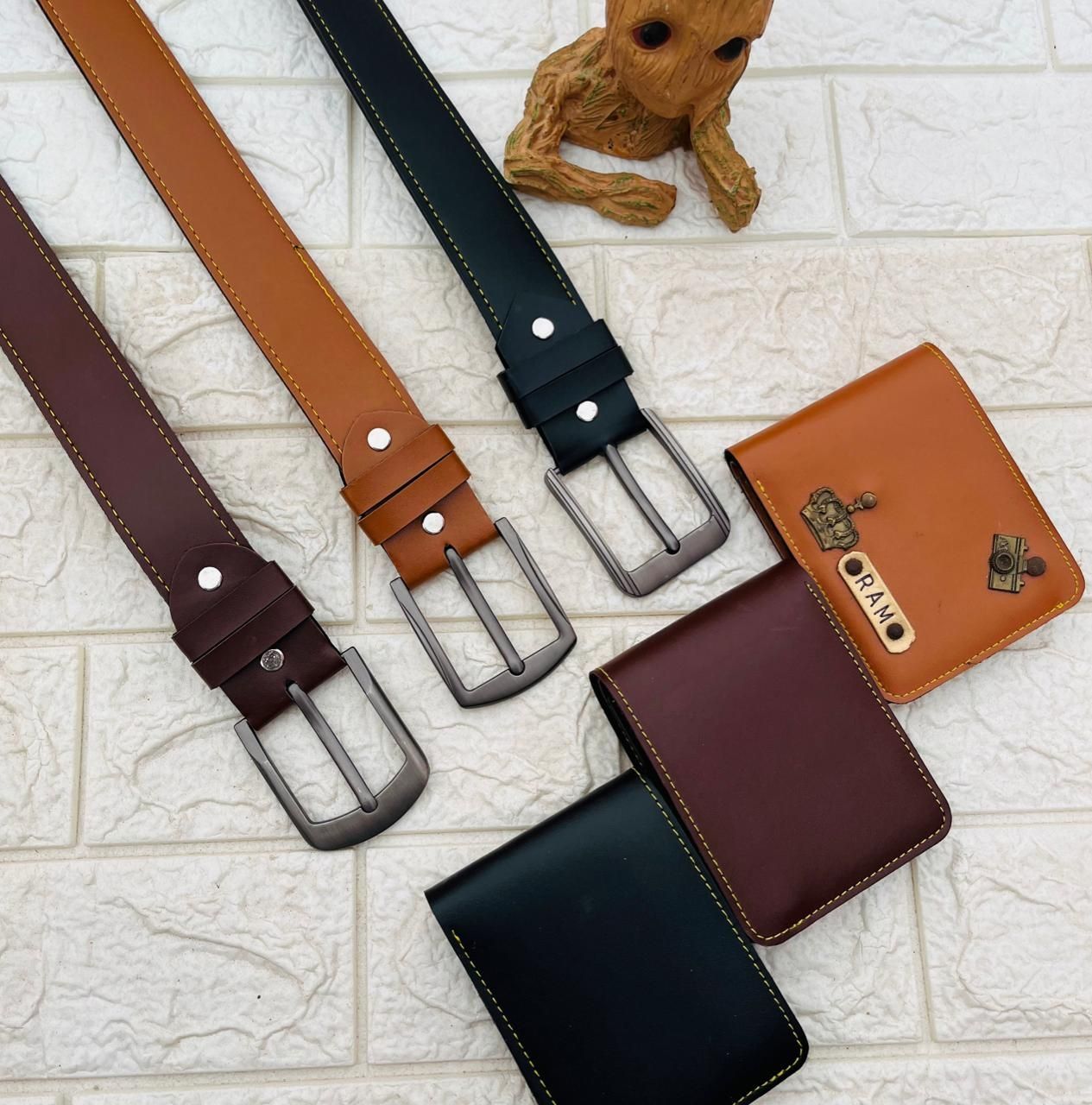 Leaderachi Full Grain Genuine Leather Wallet,Keyring,Pen&Belt Combo Set  (WKPB-21GR) – Leaderachi