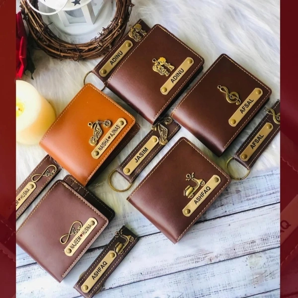 Men's Wallet + keychin  - Tan