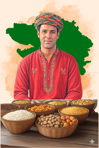 Illustrated portrait representing Gujarat